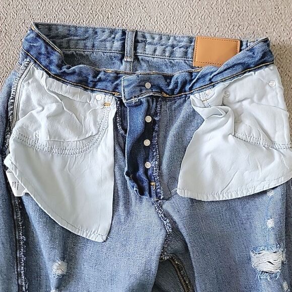 Anthropologie Avec Les Filles Straight Leg Distressed High Rise Jeans - Size 26 - Picture 12 of 14